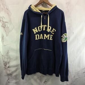 Notre Dame Hoodie Mens XL Blue Full Zip Fighting Irish College Adidas Jacket